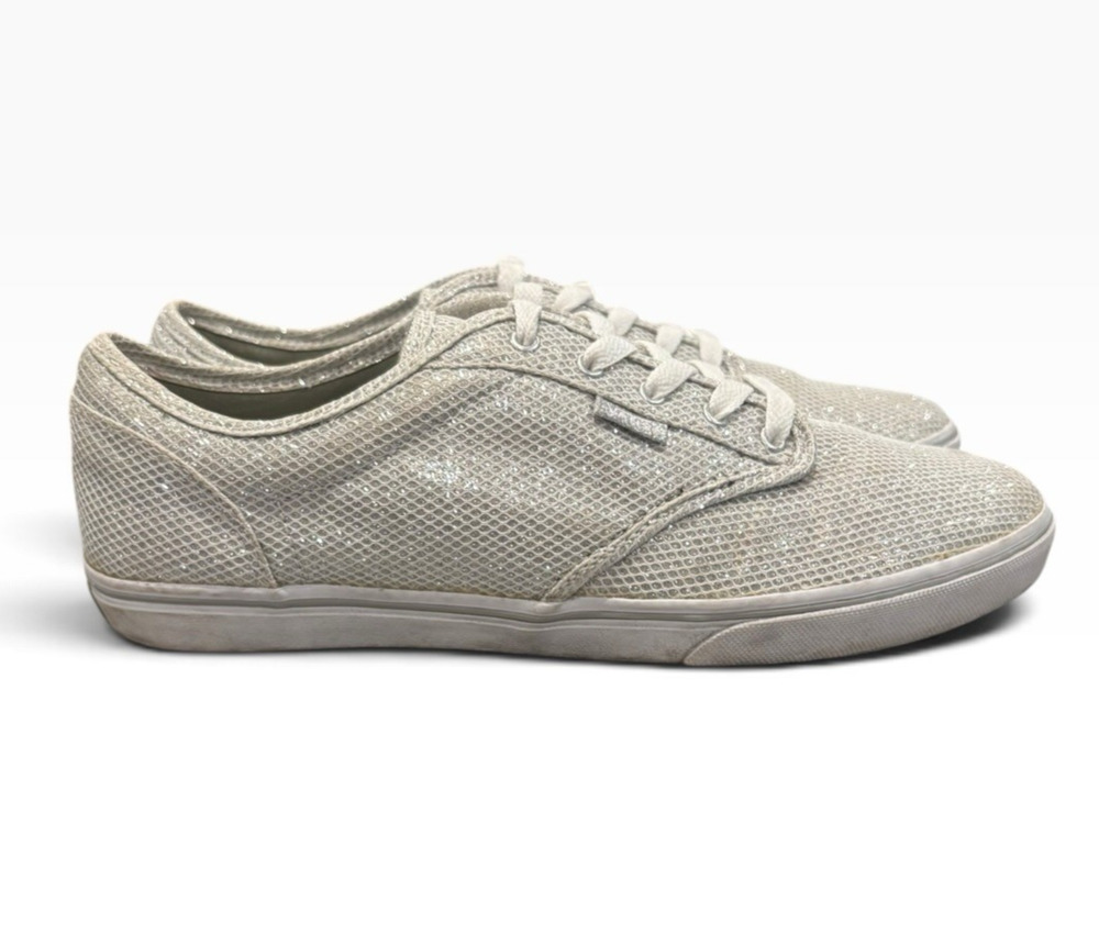 Vans Atwood Low Silver Metallic Sparkle Sneakers Women’s 10 Lace Up Shoes